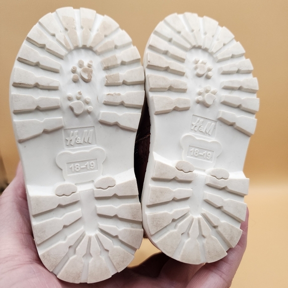 H&M Warm Lined Boots Toddler 2.5-3.5 Brown-Maroon Zip Up Tie Hennes & Mauritz - Picture 5 of 6